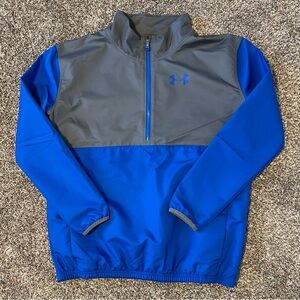Under Armour Boys YXL Loose Quarter Zip Gray & Royal Blue, Excellent Condition